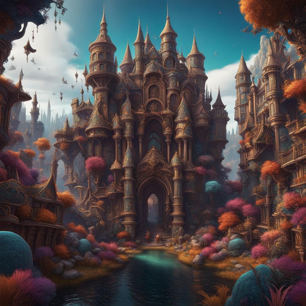 Fantastical Maximalist Concept Art in Deep Color