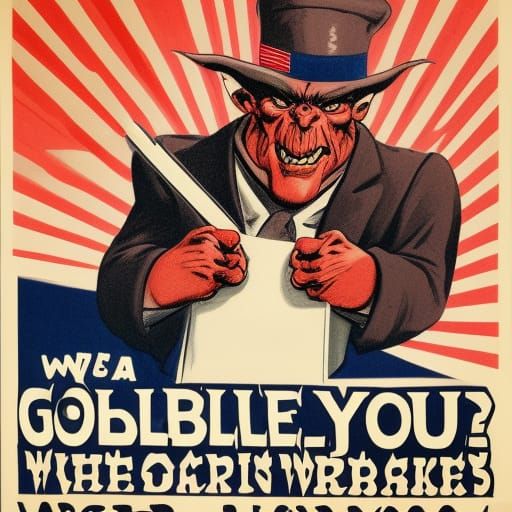 Goblins Recruiting: Patriotic Propaganda Poster