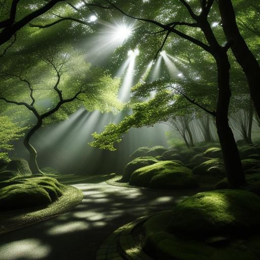 Bioluminescent Komorebi: Sunlight Through Trees