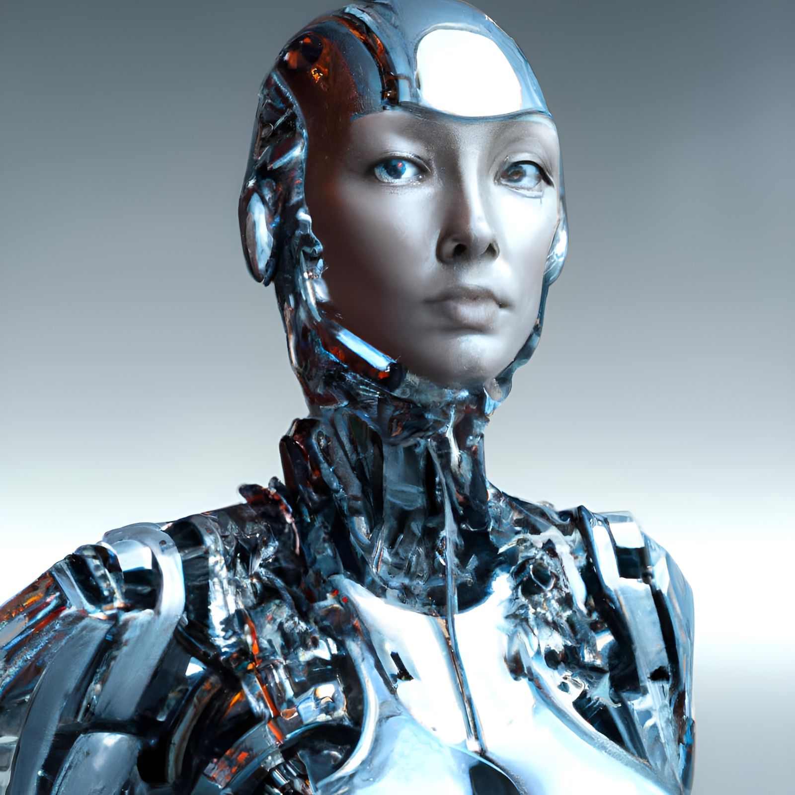 Hyperrealistic Cyborg Beauty in High Definition