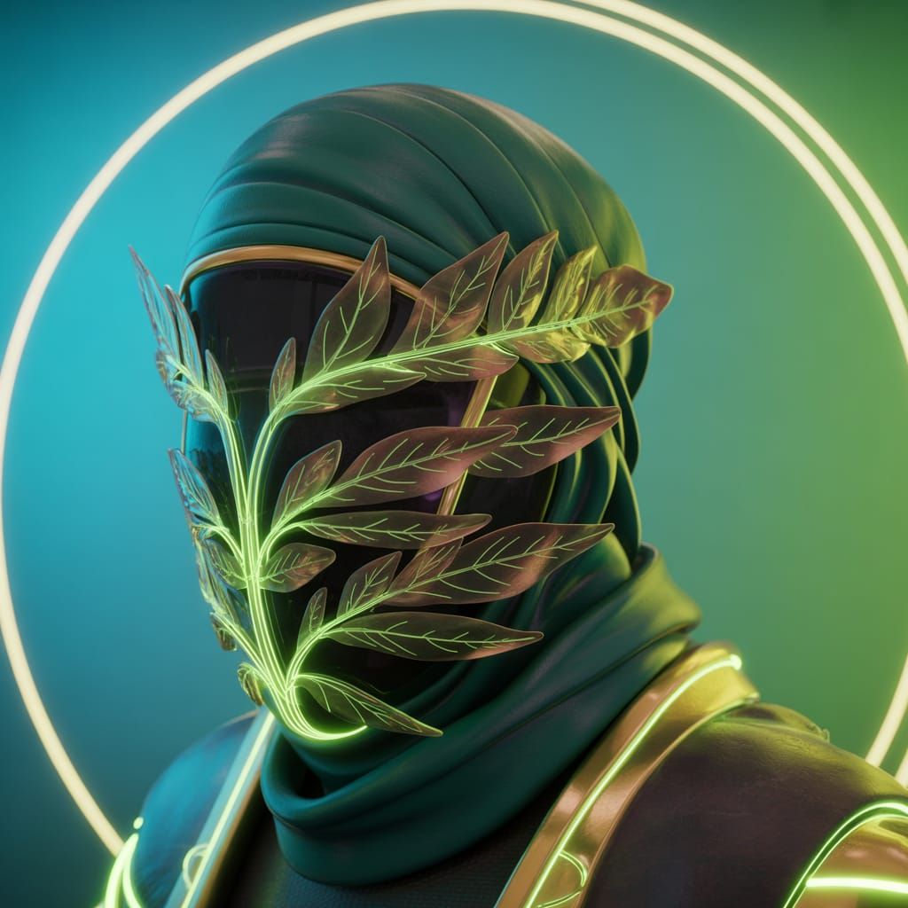 Neon Overgrowth Mask in Cyberpunk Style