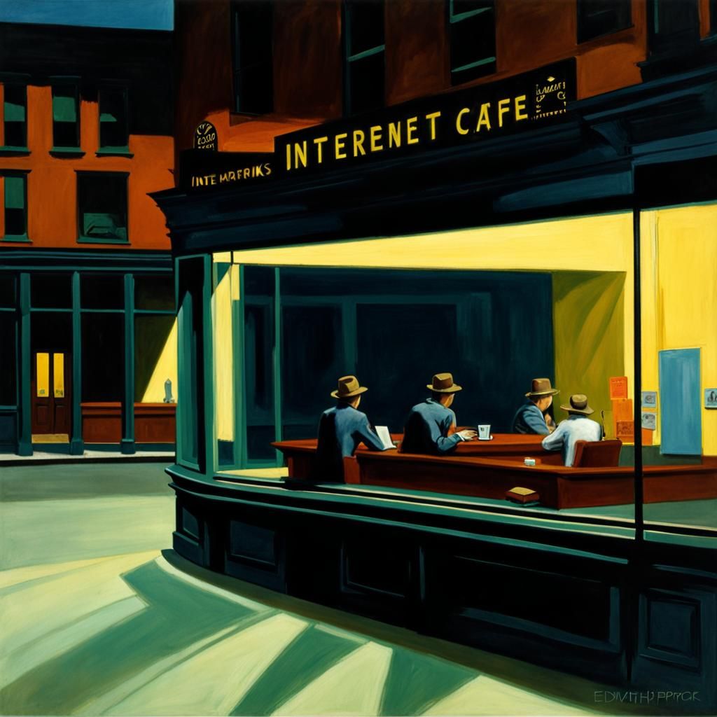 Nighthawks Diner Reimagined as Internet Cafe