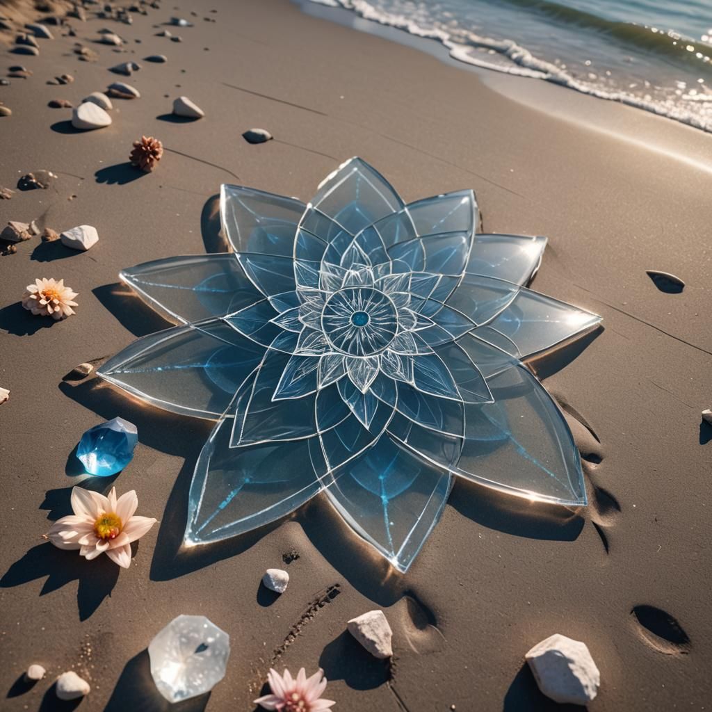 Sacred Geometry Chalk Art with Glass Dahlia