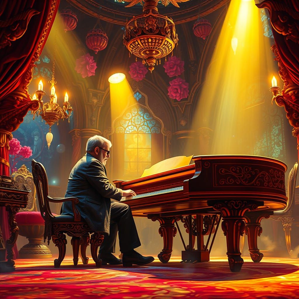Epic Piano Duet in Whimsical Fantasy Realm