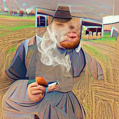 Amish Figure Smoking a Cigar