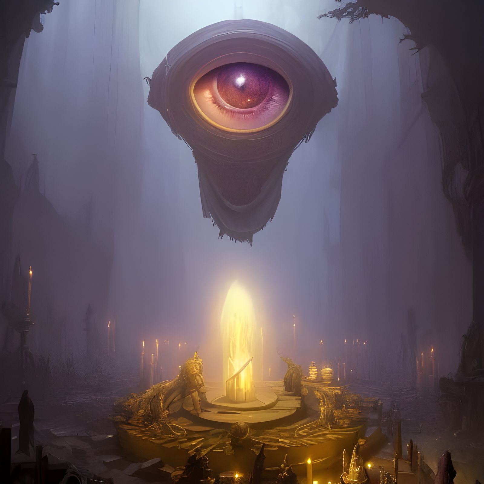 The Graeae's Eye on Altar: Dark Fantasy Art