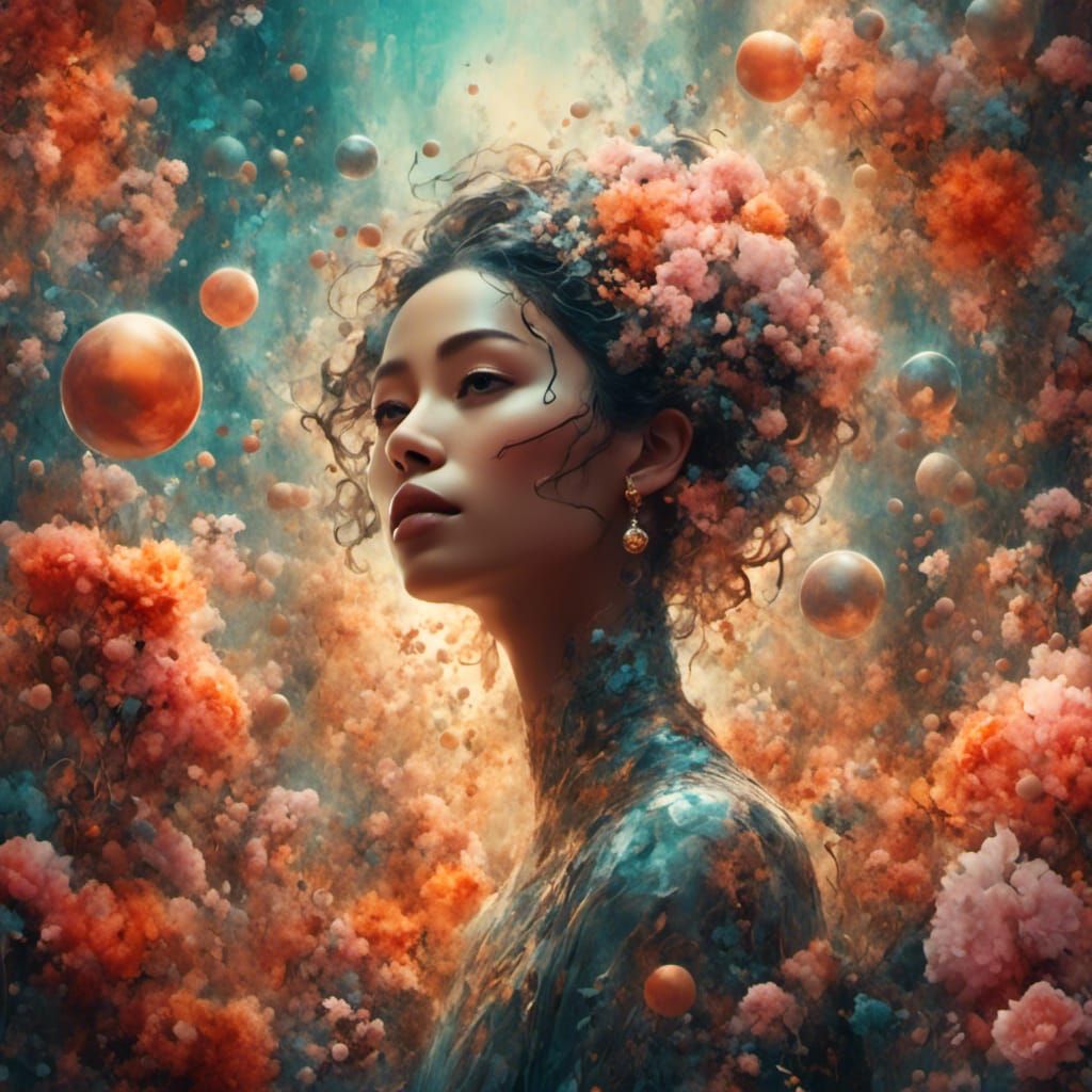 Ethereal Woman in Surrealist Garden