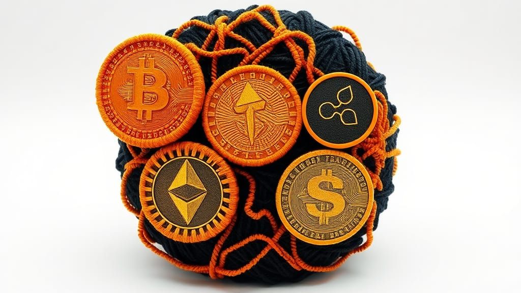 Cryptocurrency Yarn Sculpture in Van Gogh Style