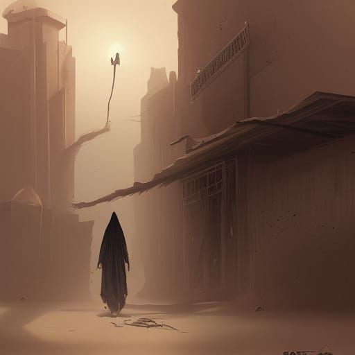 Sinister Desert Ghost Town in Gothic Style