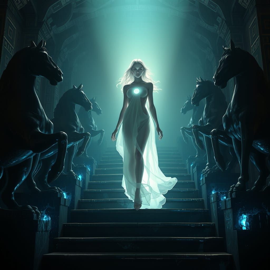 Ethereal Goddess in Cubist Dreamscapes