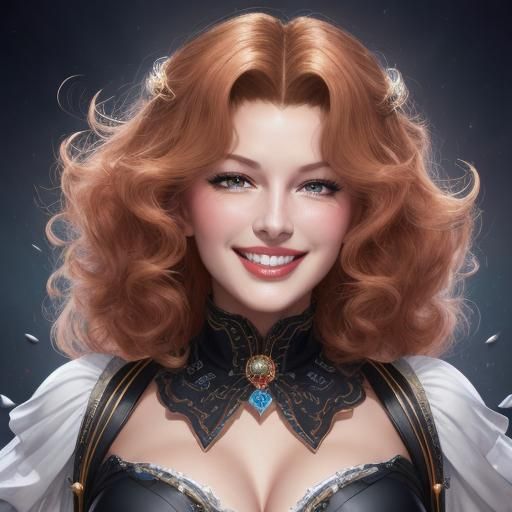 Rita Hayworth Portrait in Manga Art Style