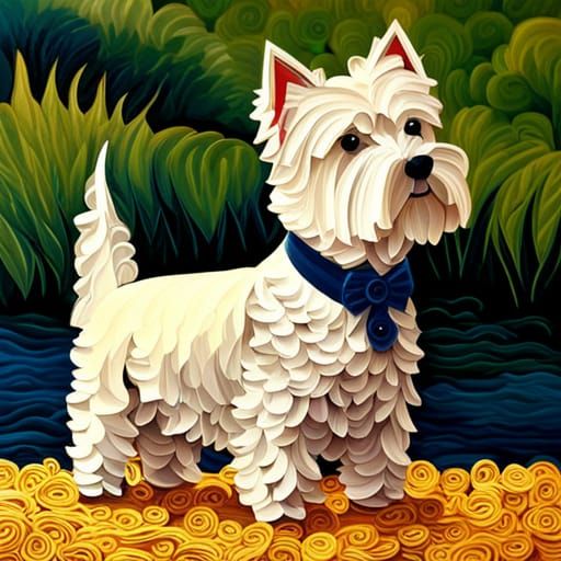 West Highland Terrier Paper Quilling in Origami Style