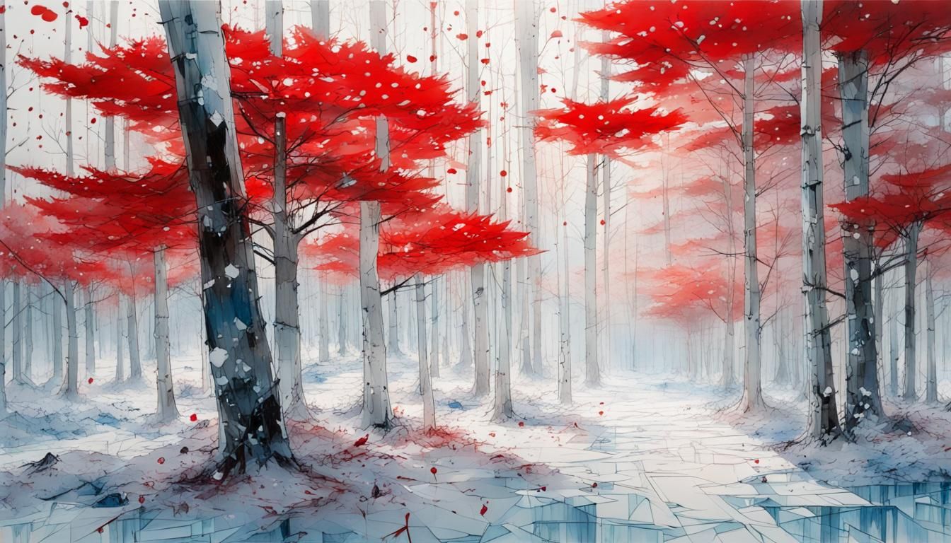 Glass Shard Forest: Winter Morning in Shinkawa Style