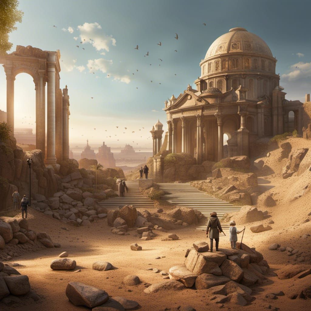 Troy Ruins Excavation: Hyperdetailed Concept Art