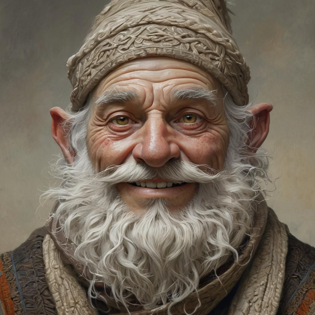 Gnome Cleric Portrait in Doré-Inspired Fantasy Realism