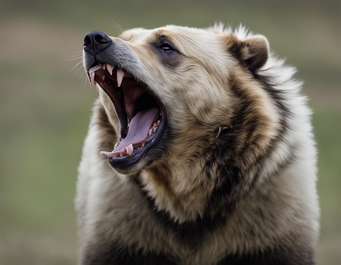 Threatening Beardog Stands Upright and Roars