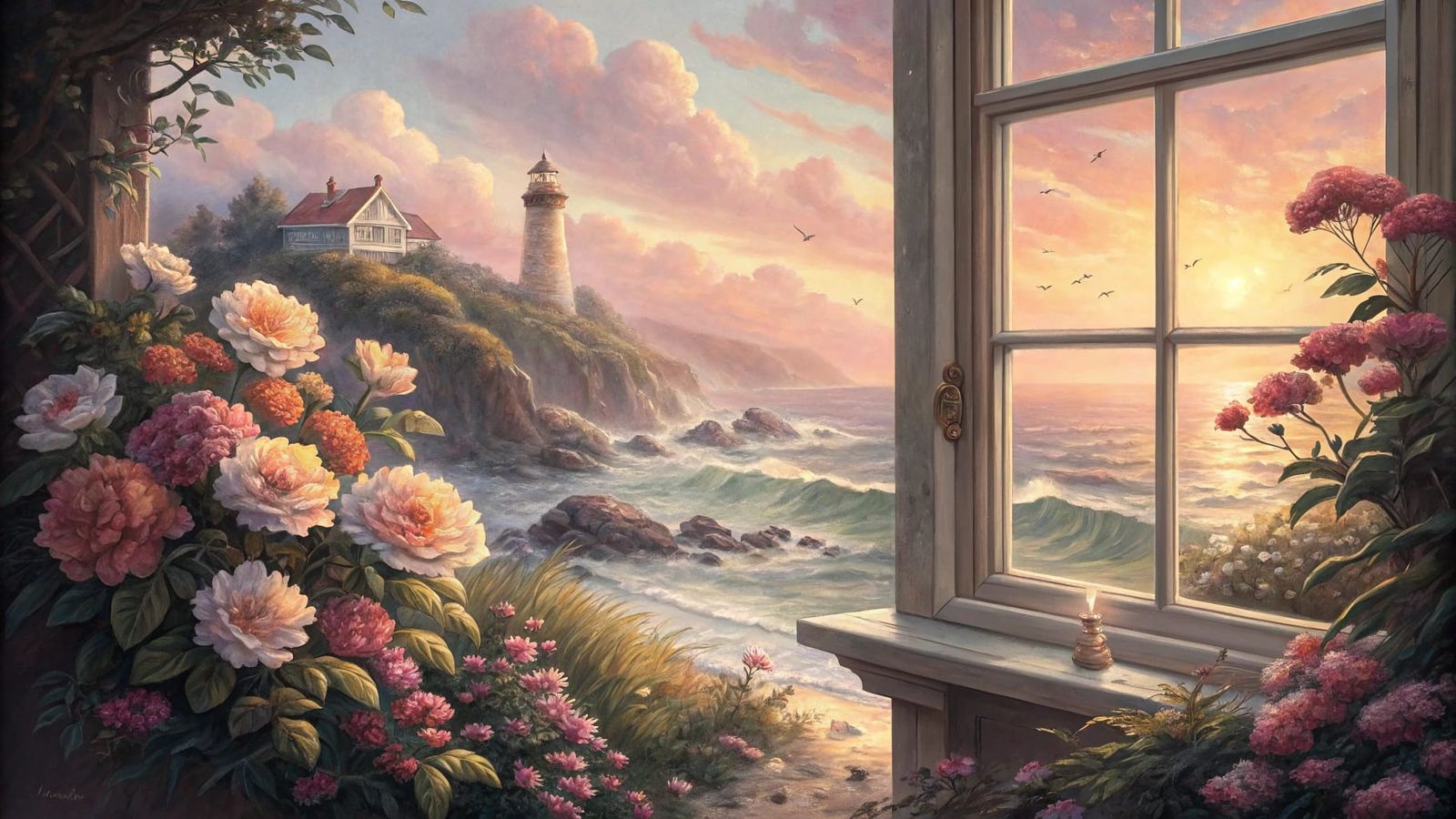 Peaceful Seaside Scene in Vibrant Watercolor