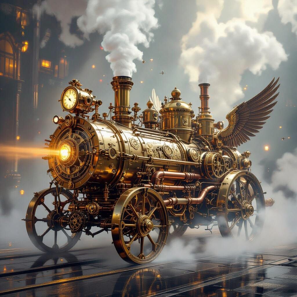 Steampunk Archangel Chariot in Dramatic Light