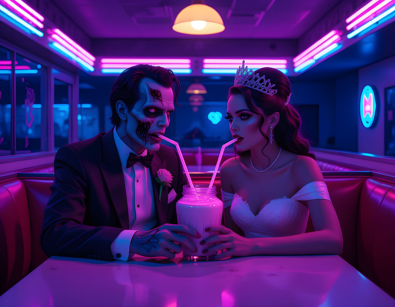 Zombie Prom King & Queen Share Brain Milkshake