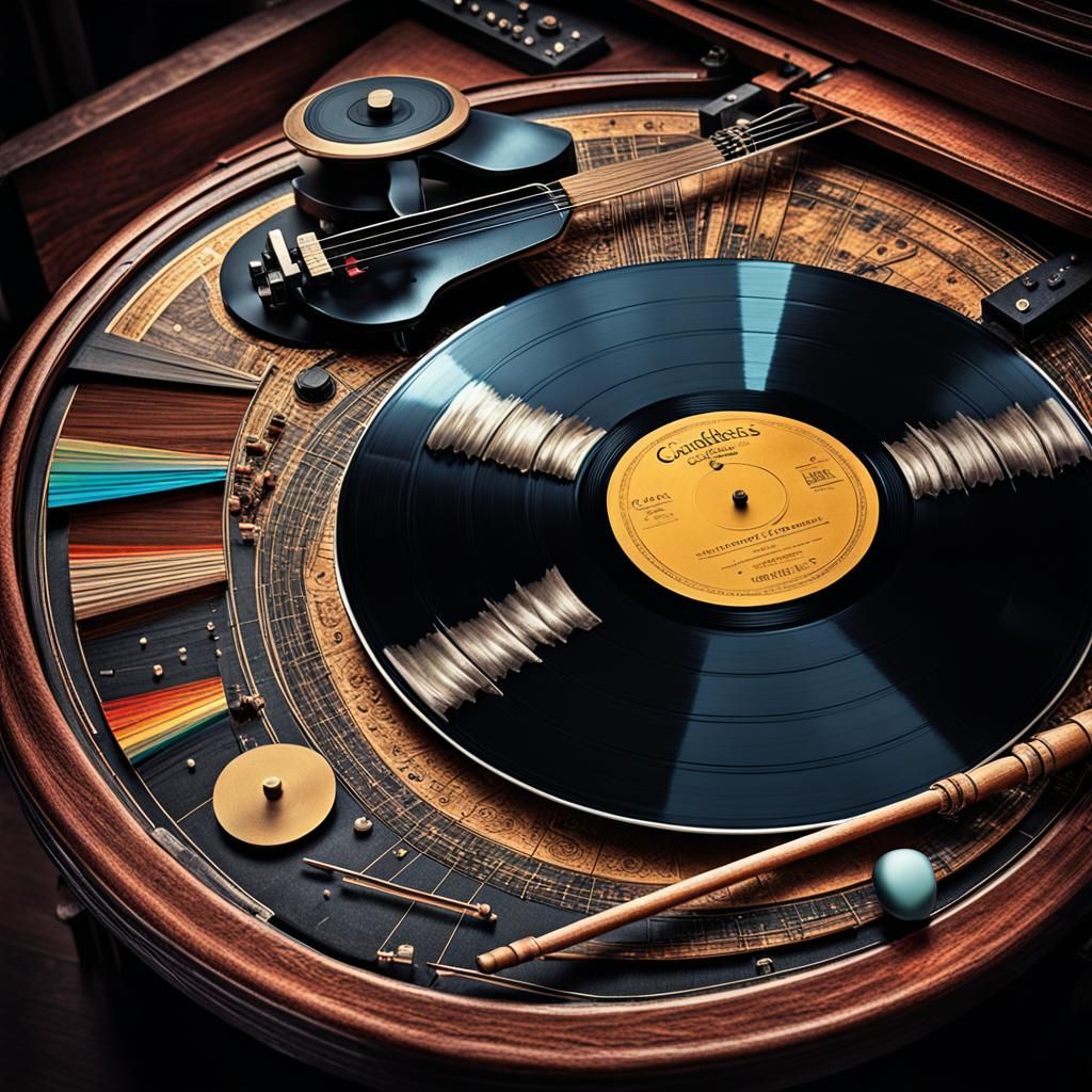 Hyperrealistic Vinyl Record Player in Use