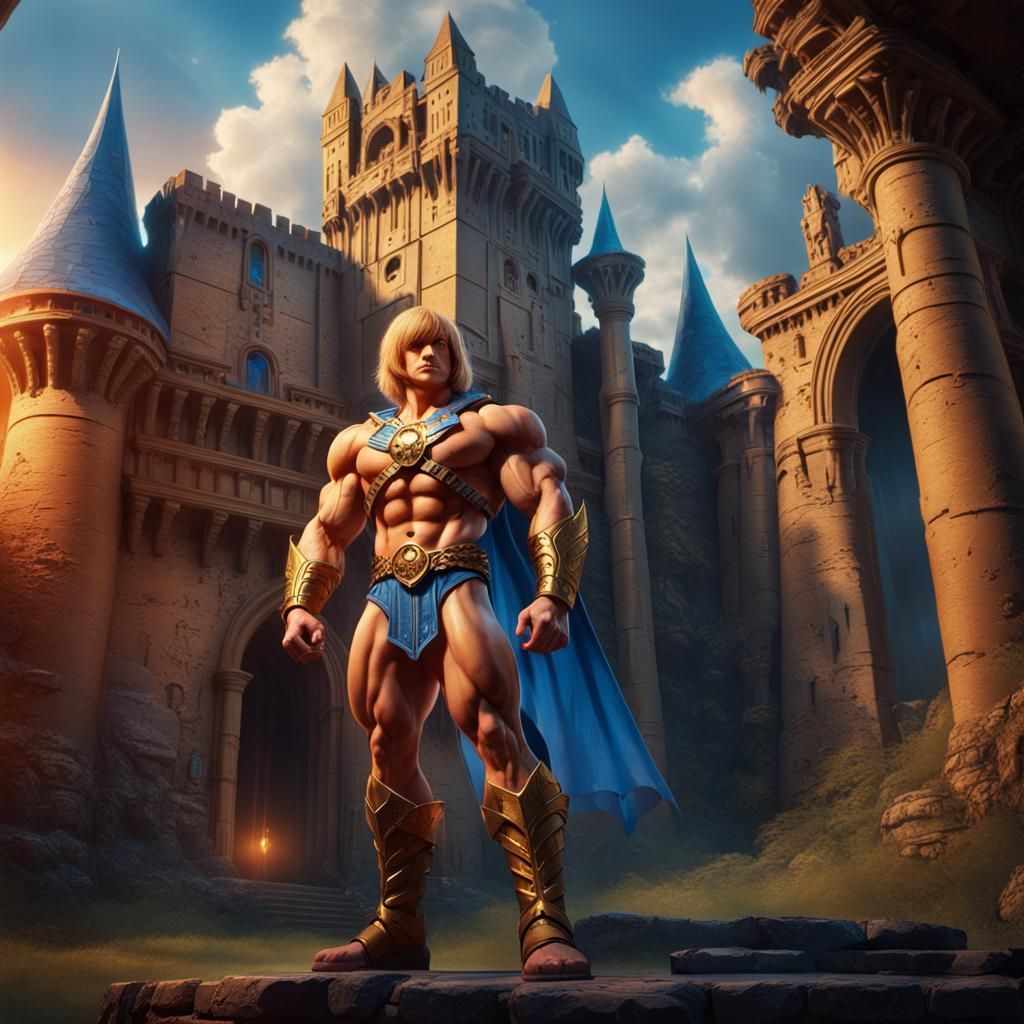 He-Man Heroic Matte Painting in High Fantasy Style