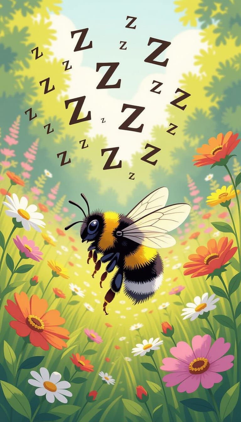 Sleepy Bumblebee in Whimsical Garden Art