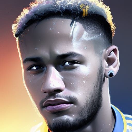 Hyperrealistic Portrait of Neymar Jr. in Digital Art Style