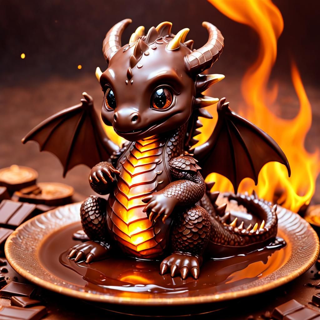Chocolate Dragon Cub with Liquid Scales