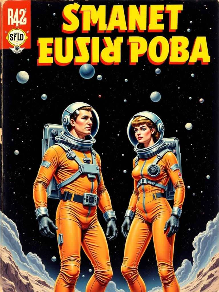 Retro-Futurist Space Explorers Magazine Cover