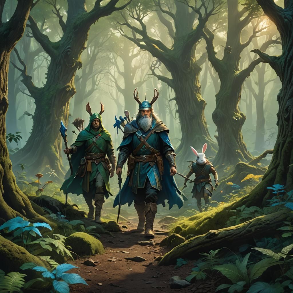 Fantasy Party in Mystical Forest Concept Art