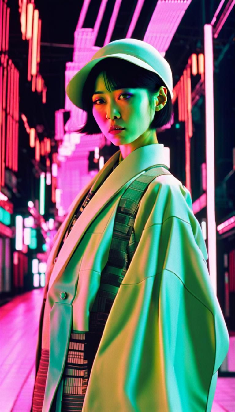 Japanese Fashion of the 1910s in Cyberpunk Style