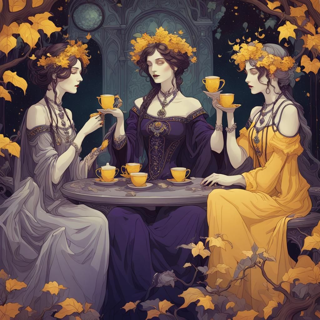 Gothic Goddesses in Art Nouveau Garden
