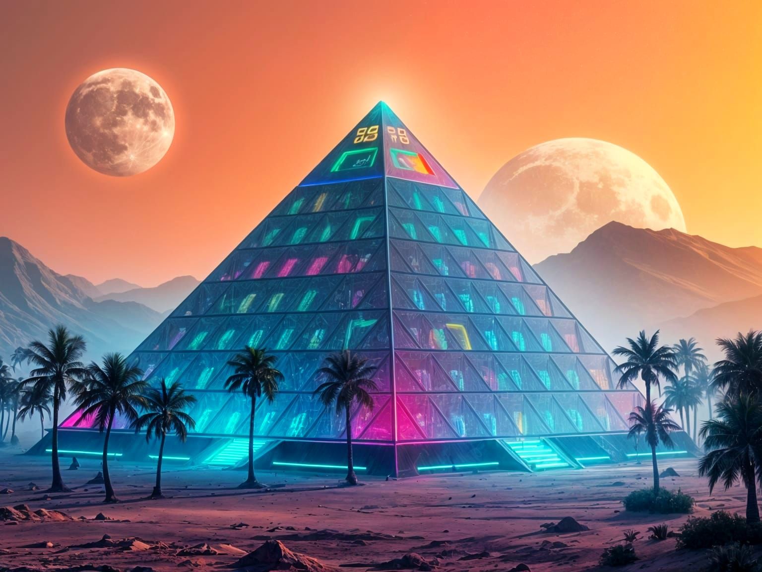 Hi-Tech Pyramid Oasis on Alien Planet