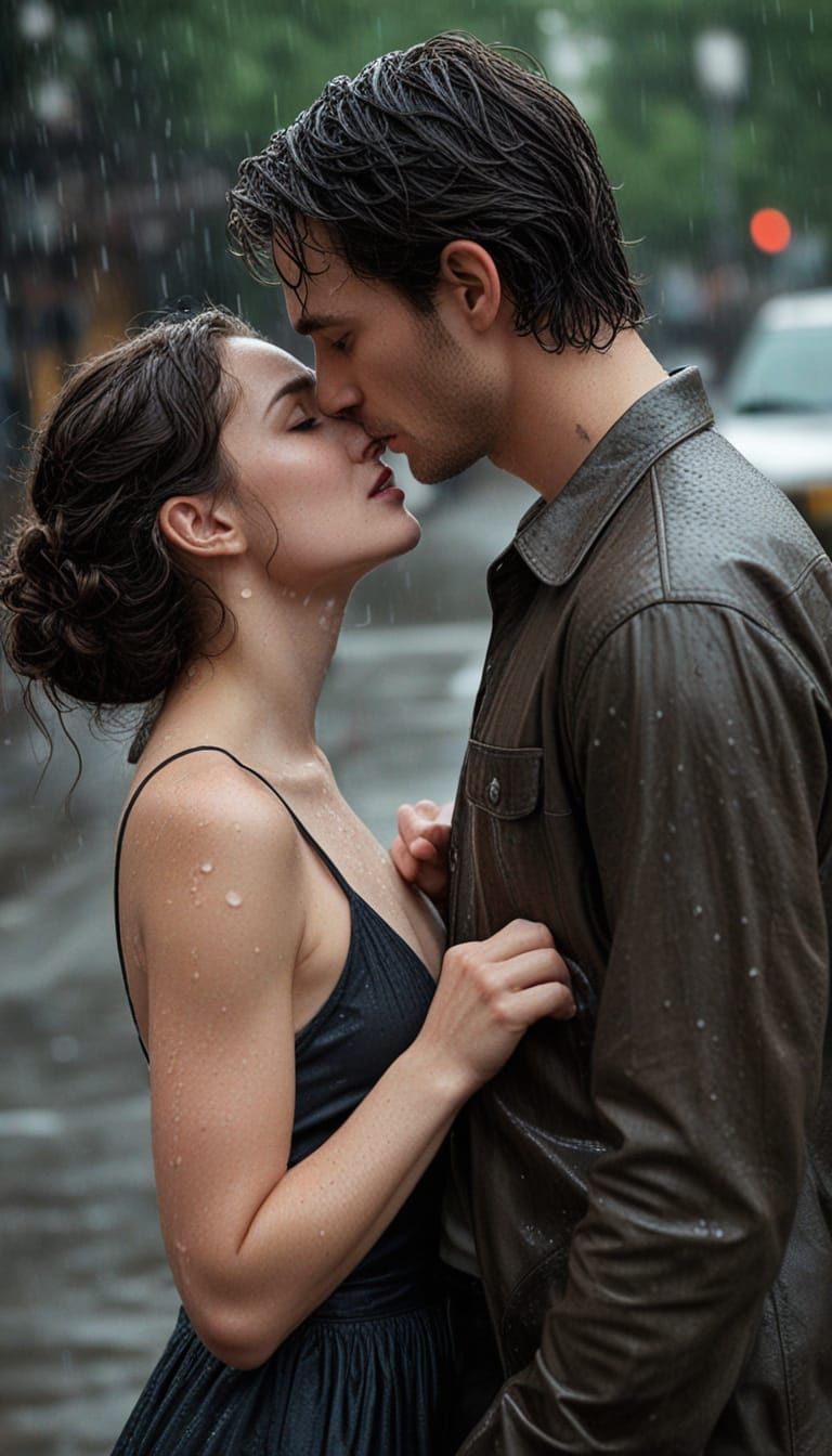 Rainy Street Encounter: A Moment of High Drama