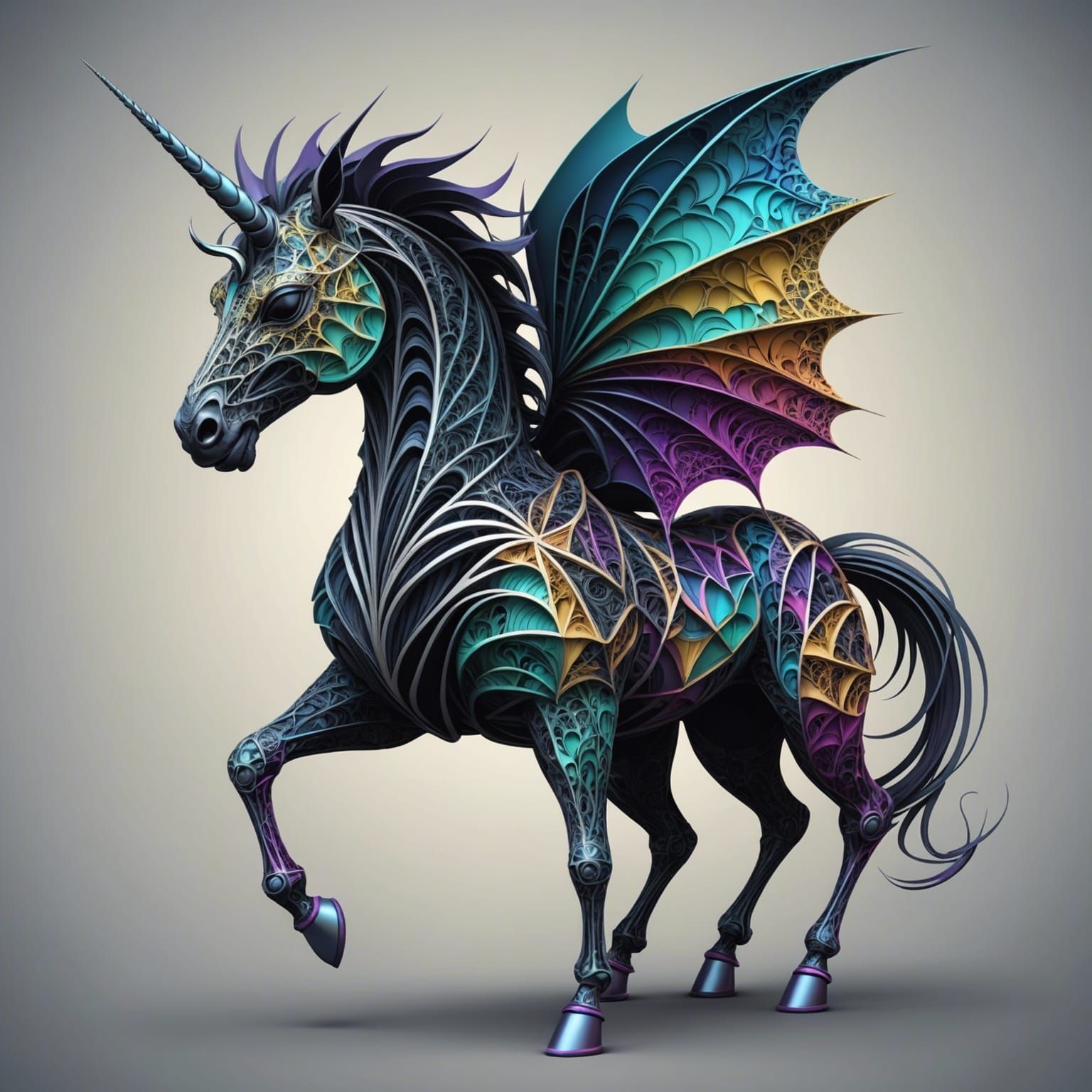 Fourth Dimensional Spider Unicorn in Abstract Style