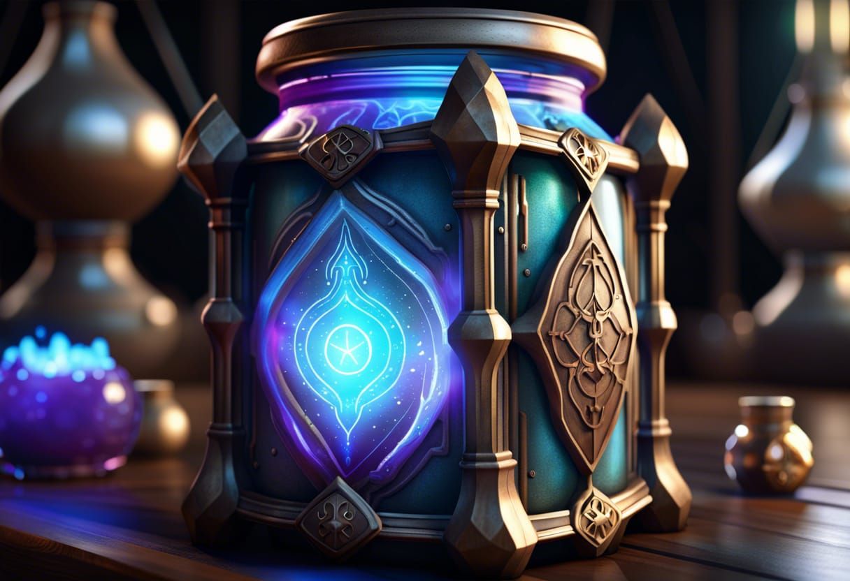 Arcane Soul Container with Fantasy Tech Elements