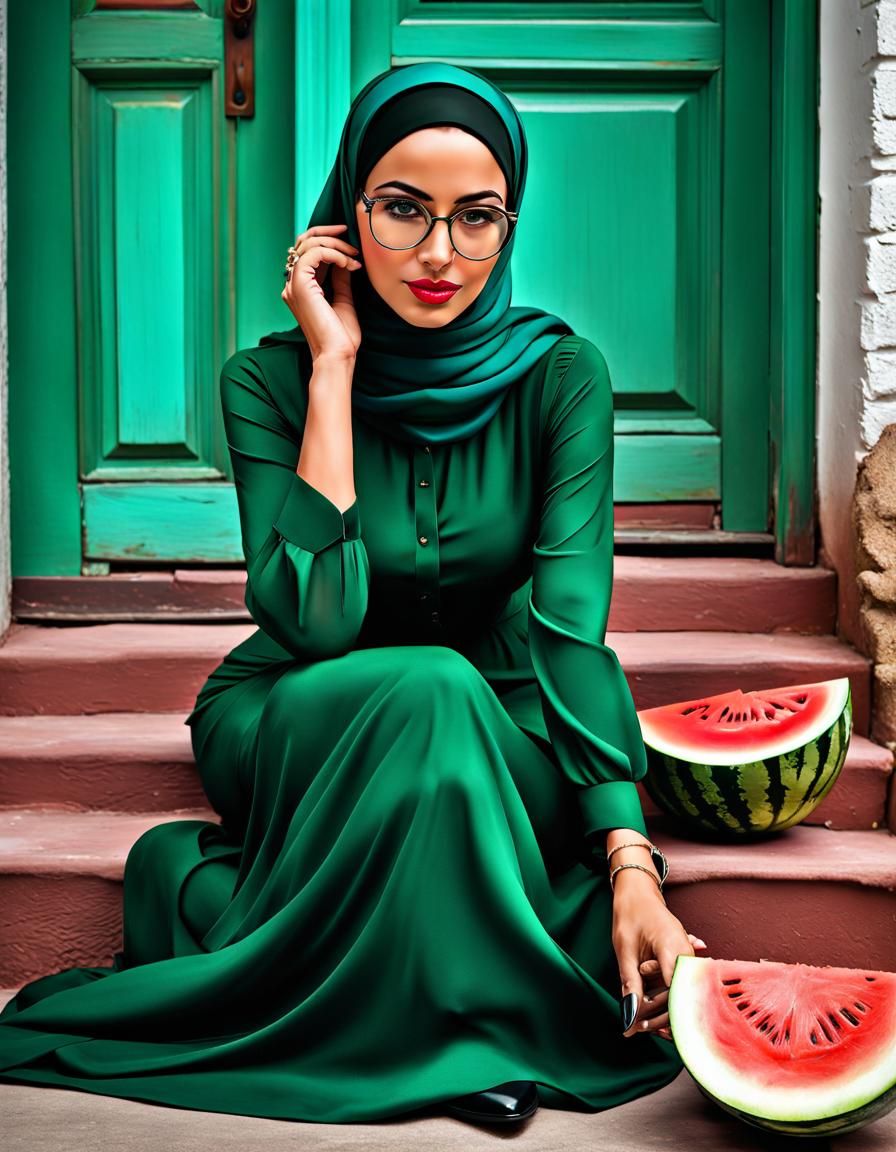 Middle Eastern Woman Portrait in Alcohol Ink Style