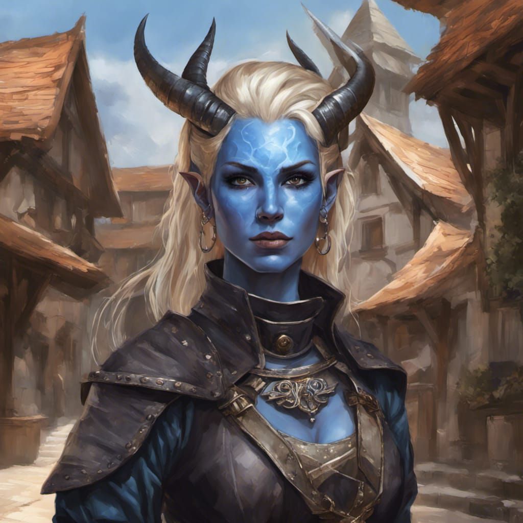 Tiefling Mercenary Portrait in Splash Art Style