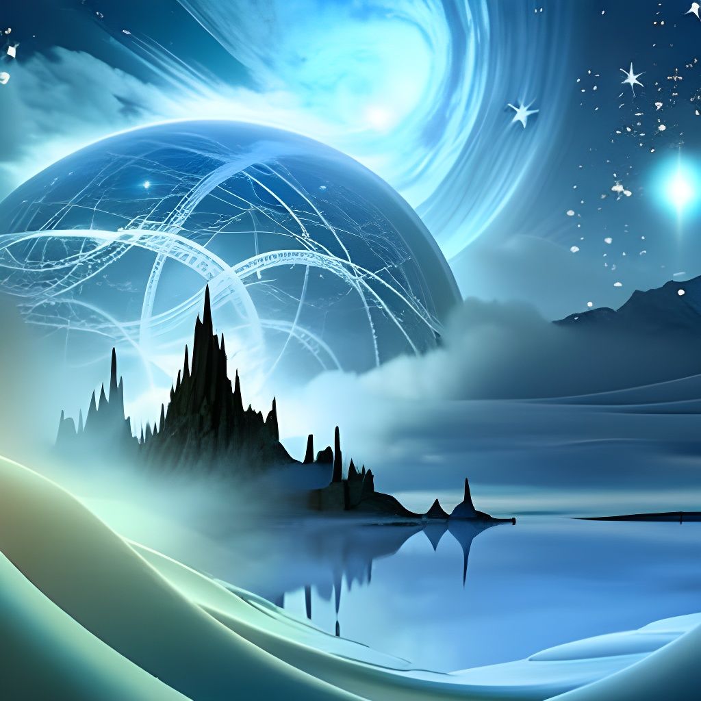 Ornate Fantasy City Under Indigo Night Skies