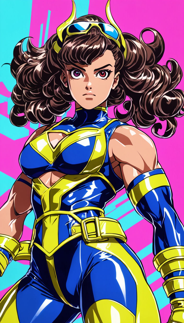 Anime-Inspired Female Bodybuilder in 80's Electric Wrestler ...