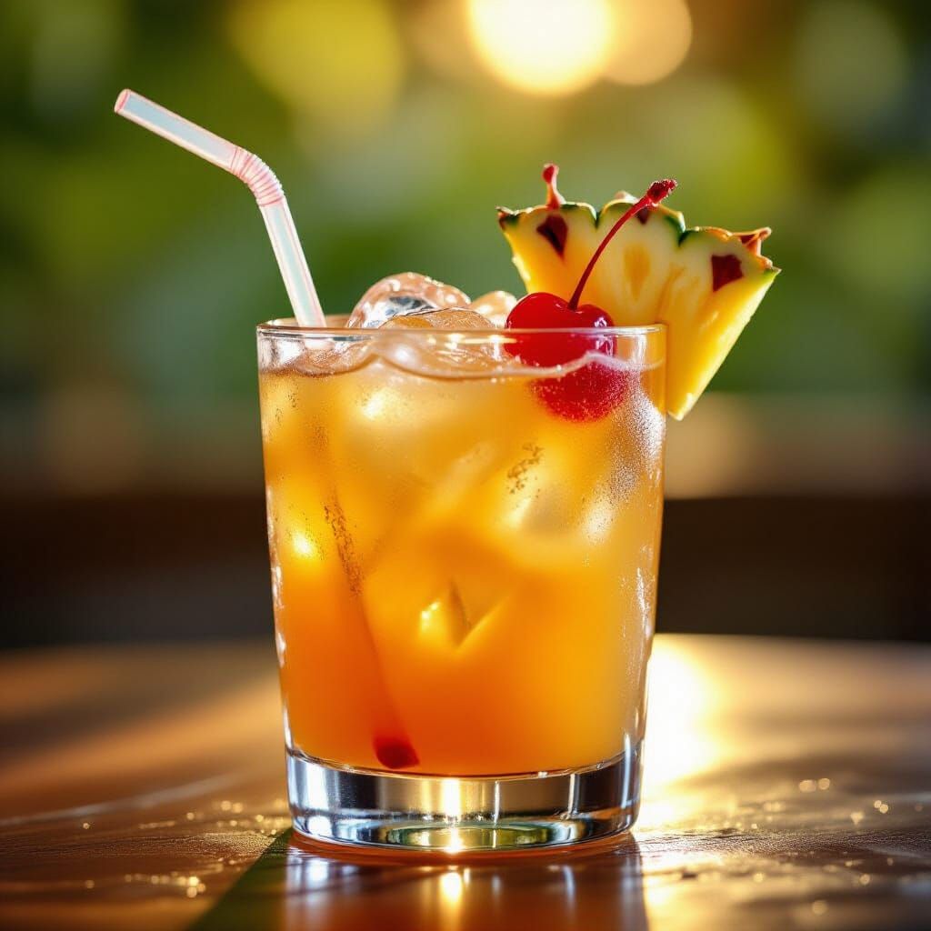 Refreshing Mai Tai Cocktail With Tropical Garnishes