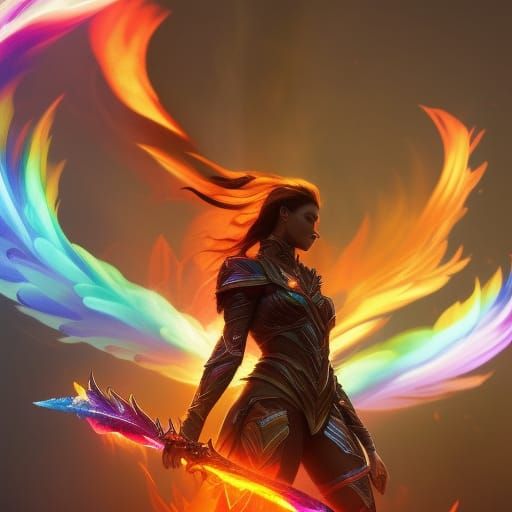 Burning Flowers with Rainbow Flames in Digital Art