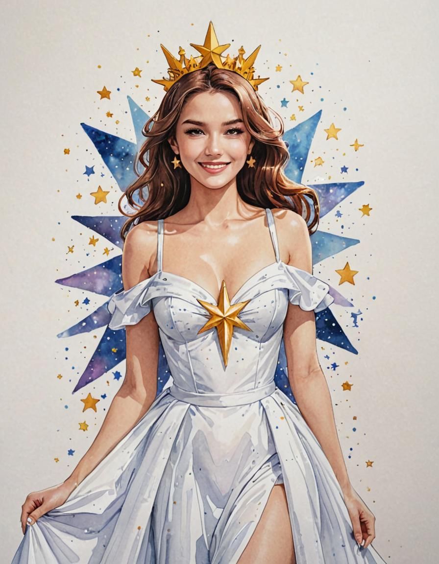 Queen of Stars Portrait in Marker Style