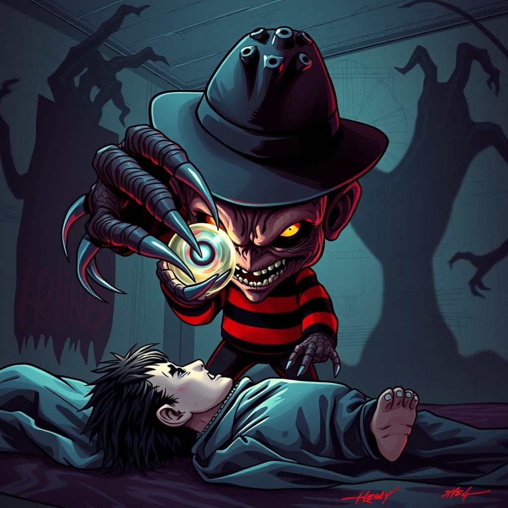 Grotesque Chibi Freddy Kruger Terrorizes Victim in Macabre N...