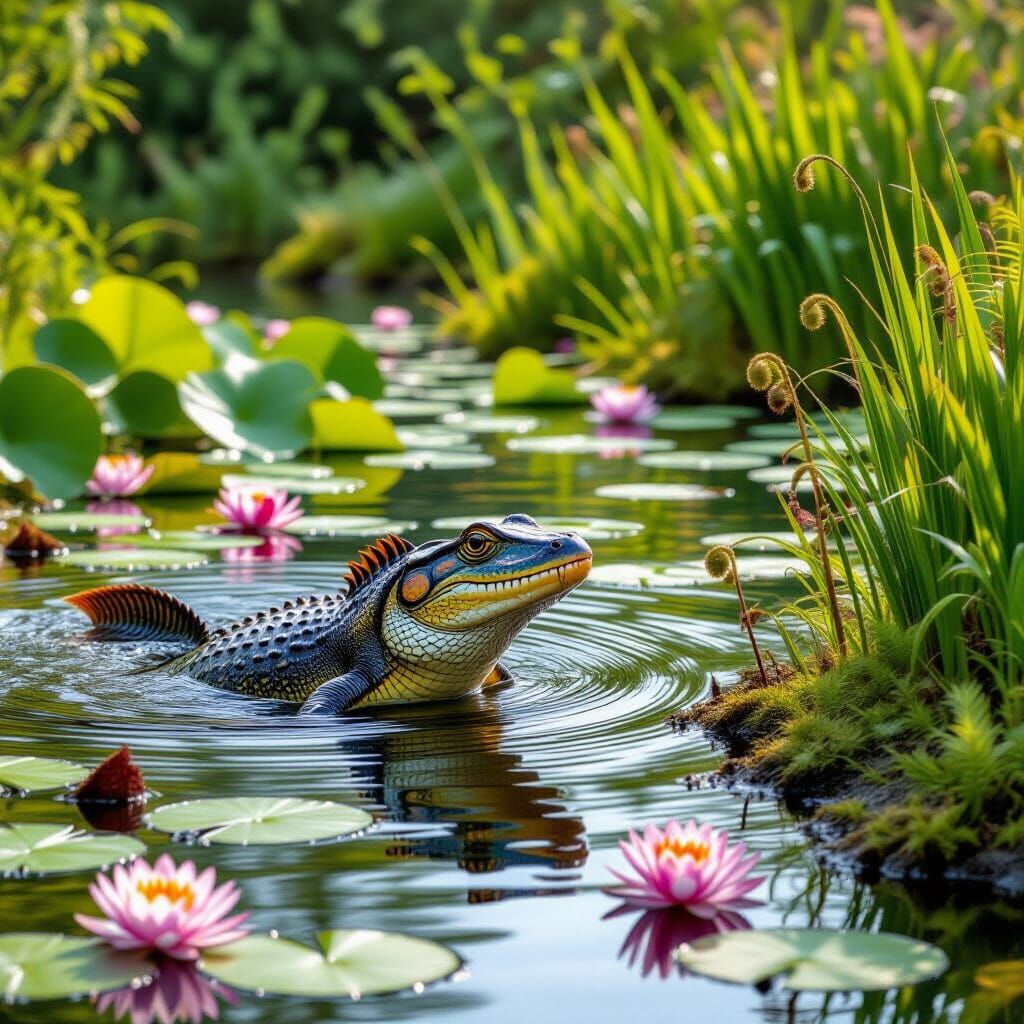 Ichthyostega Emerges from Prehistoric Pond