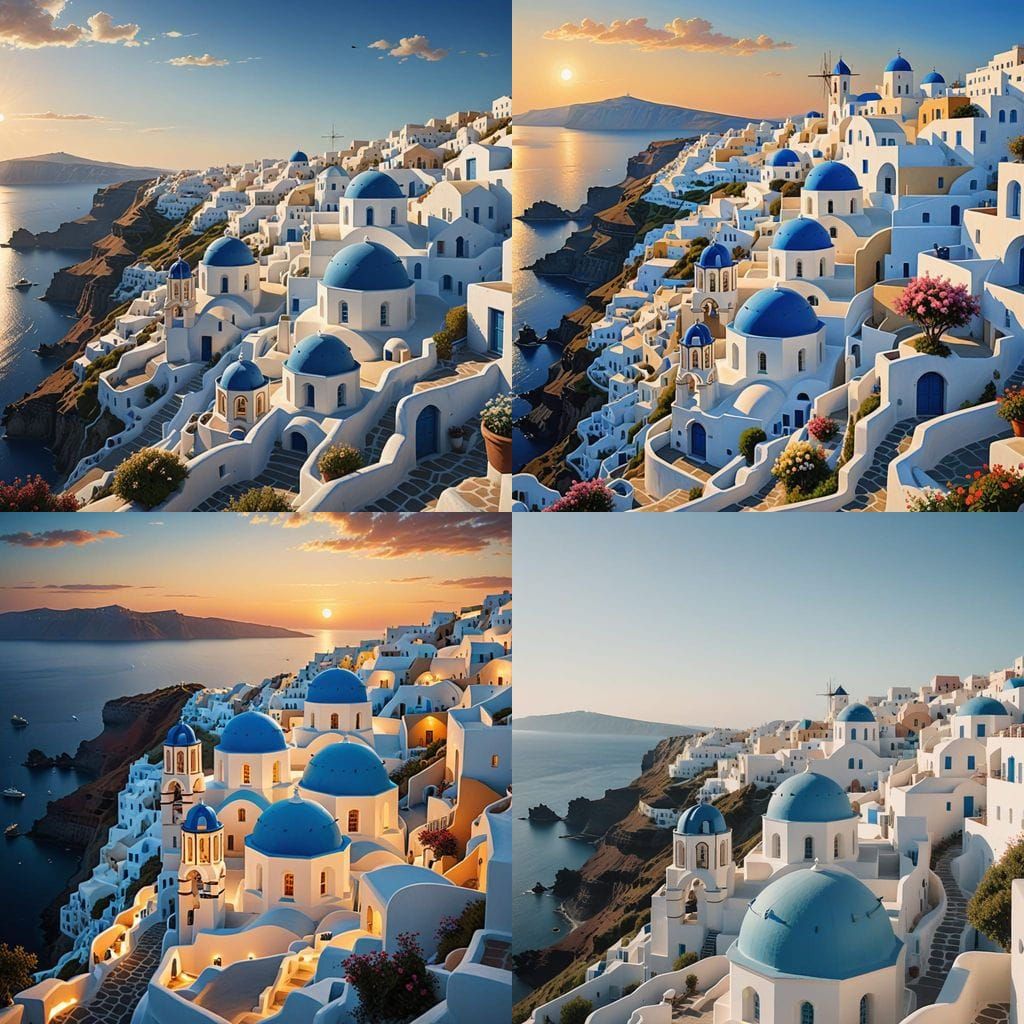 Golden Sunset Over Santorini's Oceanic Paradise