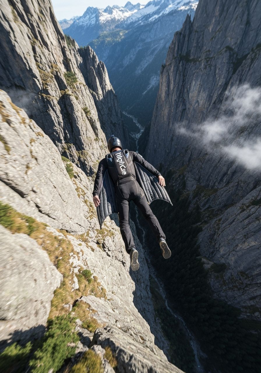 Wingsuit Flyer Dives Ravine at Extreme Velocity