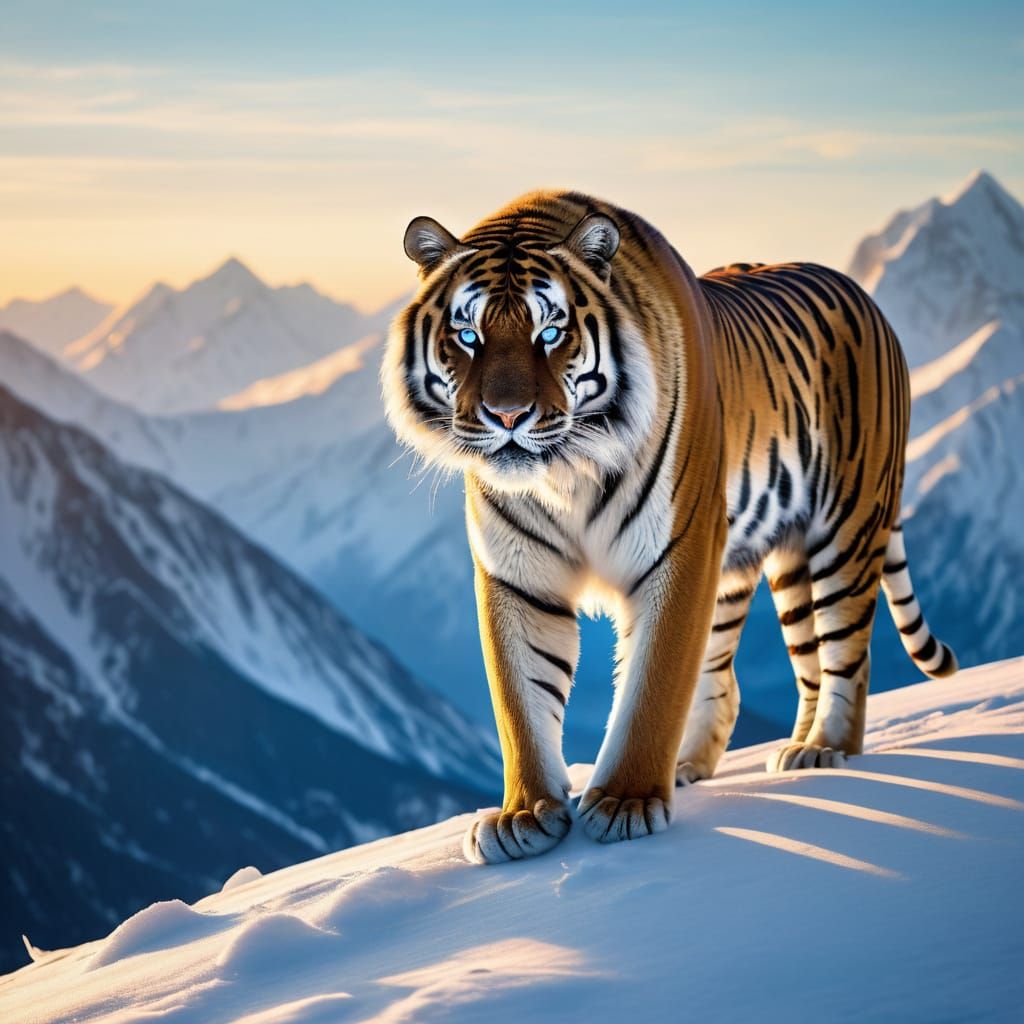 Majestic Siberian Tiger in Precisionist Style