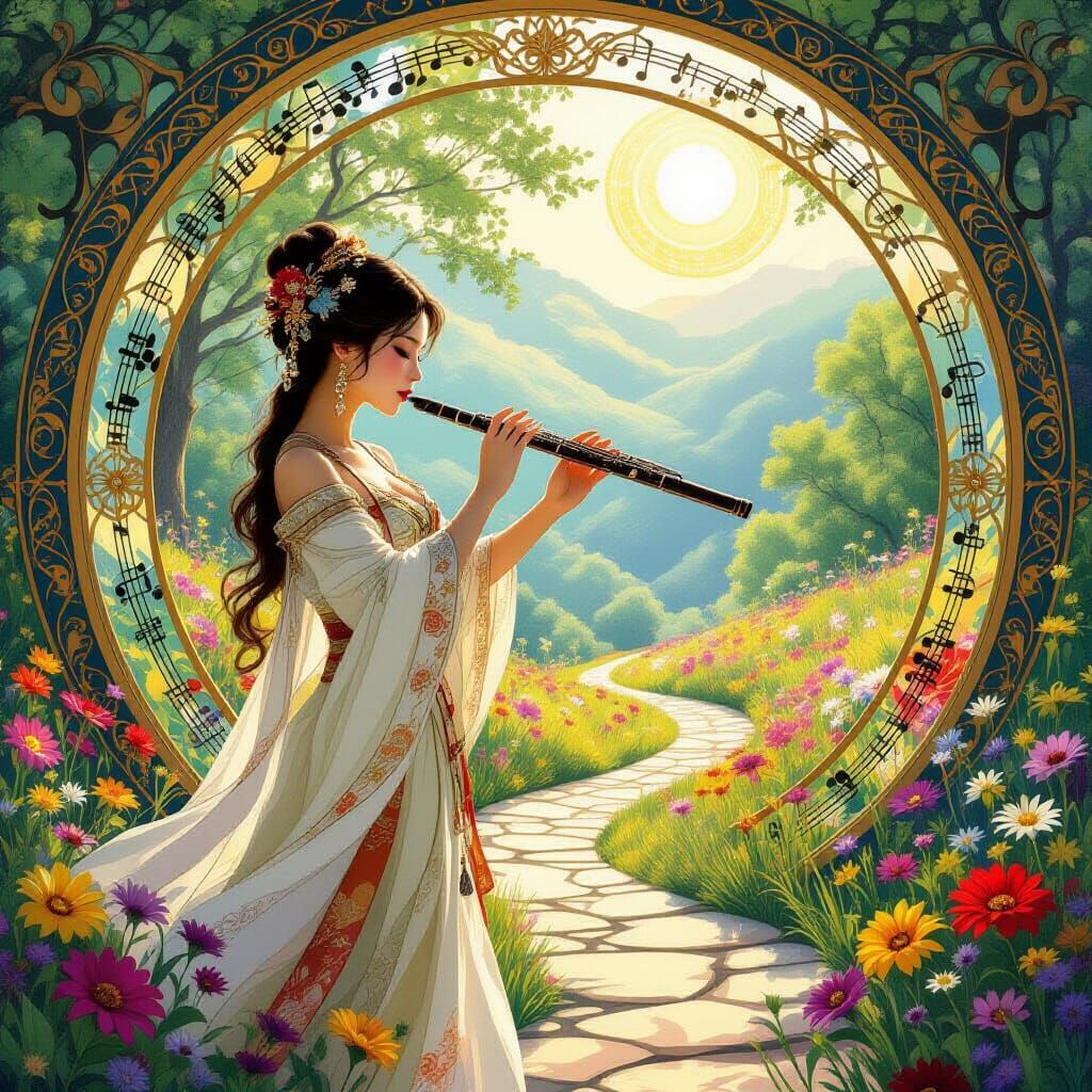 Flutist Opens Portal to Sunny Meadow Forest
