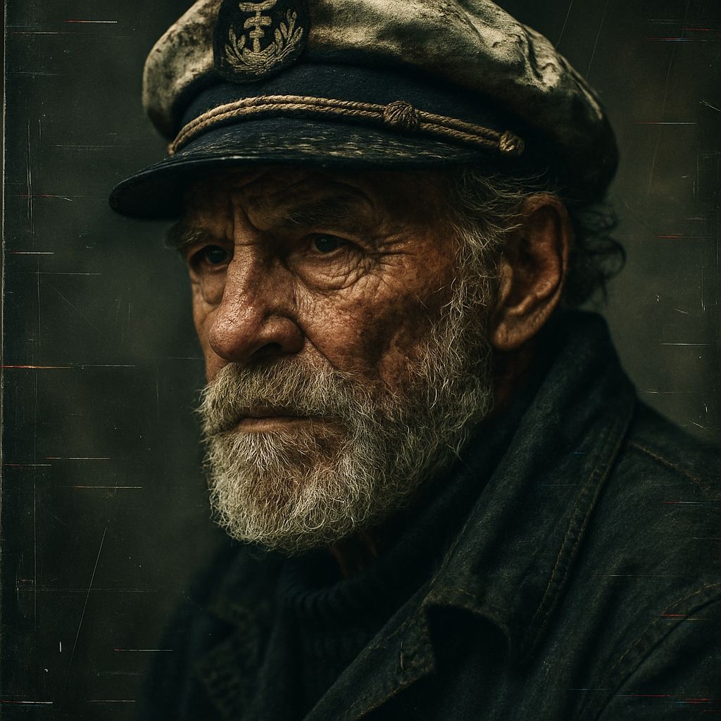 Grizzled Captain's Portrait: Hyper-Realistic Photo